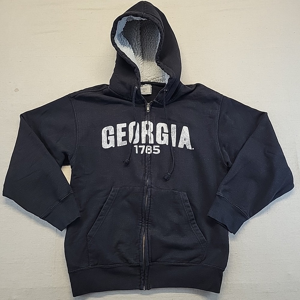 Georgia Bulldogs Sherpa Lined Zip Hoodie Men's M MV Sport Classic Fleece Black